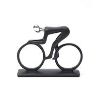 Hosoncovy Resin Cyclist Ornament Riding Man Sculpture Bicycle Statue Figurine for Home Living Room Bedroom Office (Silver)