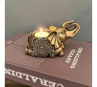 Hosoncovy Resin Elephant Tea Light Candle Holder Candlestick Holder Tealight Candle Holder Tea Light Candle Stand Decorative Small Candlestick Holders for Home Decor (Gold A)