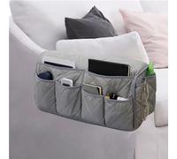 Hosoncovy Sofa Armrest Organizer Couch Arm Storage Bag Sofa Arm Couch Caddy Anti-Spill Armrest Remote Control and Cellphone Organizer Holder (Grey)