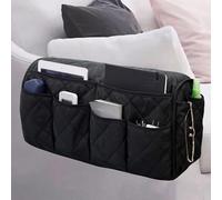 Hosoncovy Sofa Armrest Organizer Couch Arm Storage Bag Sofa Arm Couch Caddy Anti-Spill Armrest Remote Control and Cellphone Organizer Holder (Black)
