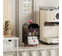 Hosoncovy Tea Bag Drawer Organizer,2 Layer Coffee Capsule Sugar Storage Holder - Tea Box Containers Packet Rack Teabag Shelf Station Stand for Cabinet Countertop (Black)