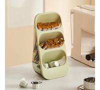 Hosoncovy Tea Bag Organizer,3 Layer Tea Bag Coffee Capsule Sugar Storage Holder - Tea Box Containers Tea Packet Rack Teabag Shelf Tea Station Stand for Cabinet Countertop (Green)