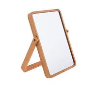 Hosoncovy Wooden Desktop Vanity Mirror with Stand - Folding Rectangular Free Standing Bathroom Mirror