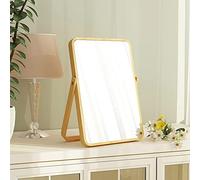 Hosoncovy Wooden Vanity Mirror Portable Rectangular Free Standing Travel Bathroom Desk Mirror 25L x 18.5W cm