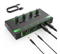 HOSONGIN 4 Channel Headphone Amplifier, Portable Mini Earphone Splitter with Independent Volume Control, Low Noise Stereo Output, Compatible with 1/4" & 1/8" TS/TRS, Ideal for Studio Stage