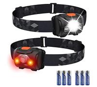 HOSONIC Head Torch LED Red White Light, 2 Pack Headtorch AAA Battery Powered Headlamp Waterproof 4 Modes Headlight for Kids Adults Camping Running Sailing Fishing