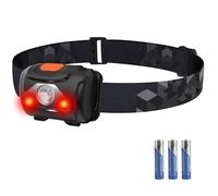HOSONIC Head Torch with Red and White Light, 4 Modes LED Headtorch AAA Battery Powered, IPX4 Waterproof Headlamp for Kids Adults Camping, Running, Sailing, Fishing