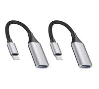 HOSOW USB to Lightning Adapter 2Pack, Lightning to USB Adapter Cable lightning Male to USB Female 3.0 OTG Adapter for iPhone 14 13 12 11 Pro Max 8/iPad Pro, Supports Flash Drives, Keyboards, Cameras