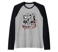 Hospice Nurse Part Angel Part Badass 100% Caffeine Nursing Raglan Baseball Tee