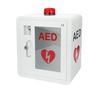 Hospital AED Wall Mounted Storage Cabinet, Steel Emergency Alarm Box for Cardiac Defibrillation with Key, Fits Most AED Models for Home and Office