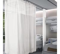Hospital Flame Retardant Polyester Room Divider 1pc Cubicle Curtain with Mesh Top & Track Ideal for Clinics SPAs Labs Nurseries - White 8.2W x 8.8L ft