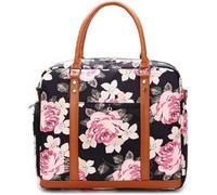 Hospital Overnight Travel Bag with Multiple Compartments Shoe Compartment Maternity Labour Duffle with Leather Shoulder Straps Waterproof Space for Tablet Laptop (Black)