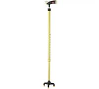 Hospital Quad Cane, Aluminium Alloy Crutches for The Elderly with Four Legs and Non-Slip Lightweight Telescopic Quadrangular for The(Gold)