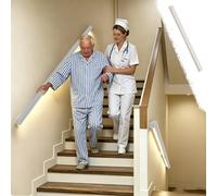 Hospital Safety Staircase Handrails Auto-on, Elderly Grab Frame Pipe with Led Motion Sensor Light, 24V Strong Load-bearing Aluminum Pipe(White,7.4m/24.3ft)