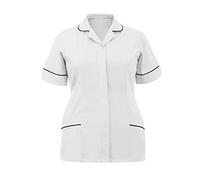 Hospital Scrubs Nursing Cat Grooming Wrap Mock Dog Grooming Utility Shirt with Pockets Nursing Scrubs Cat Grooming Doctors Hospital Solid Color Nurses Top Classic Fit with Pockets White