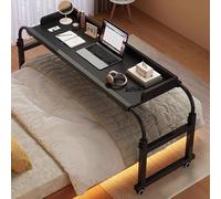 Hospital Table,Adjustable Overbed Table With Wheels For Home And Hospital Use Outpatient Medical Bed Rolling Medical Table With Baffle Overbed Table Mobile Desk Nursing Table Laptop Table(Color:Black)