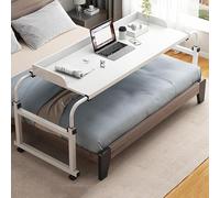Hospital Table Over Bed For Home Use Swivel,over The Bed Table With Wheels,Adjustable Height Table,Hospital Bed Table,Chair Cart,laptop Desk For Bed,Recliner Table,Perfect For Ho(Color:Ice Fog White)