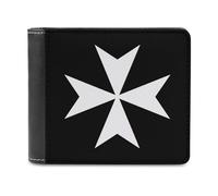 Hospitaller Knights Bifold Wallet PU Leather Slim Purse Pocket Wallet with Card Holder for Office Travel