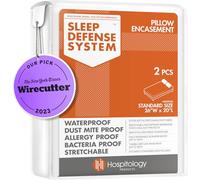 Hospitology Sleep Defense System Waterproof/Dust Mite Proof Pillow Encasement, Set of 2, 20-Inch by 26-Inch, Standard