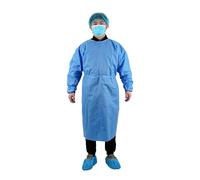 Hospitrade Disposable Isolation Gowns 10 Pack Blue SMS Non-Woven PPE Gown Fluid Resistant Latex Free Universal Fit Medical Protective Coverall for Hospital Care Home Cleaning