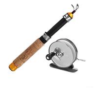 Hosrivae 100cm/80cm/60cm Ice Fishing Rod and Reel For Combo Set with 2-Piece Collapsible Design, For EVA or Imitation Wood Handle, Carbon & Metal Construction,(TYPE C)