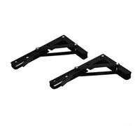 Hosrivae 2-pack Folding Wall-mount Bracket for Campervan Motorhome Caravan - Stainless Steel Space-saving Shelf Support Triangular Style 200 X 115 Millimeter Black Finish