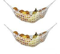 Hosrivae 2 Pack Hand Woven Fruit Bags With 8 S Hooks Hanging Storage Of Apples Oranges Carrots And Onions(Set Of 2, 4+4)