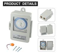 Hosrivae 24-Hour Programmable Mechanical Timer Switch for AC 100-250V, 20A Resistive Load, 15-Minute Minimum Interval, PC Housing - for Water Heaters, St