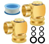 Hosrivae 2Pcs 90 Degree Garden Hose Elbow Quick Connect Fittings, Brass Leak-Proof with Gaskets Outdoor Watering, Car and Lawn Care