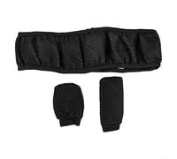 Hosrivae 3 Pack Breathable Stripe Steering Wheel Cover Set with Handbrake and Gear Shift Knob Covers for Cars, Elastic Anti-Slip Fit 14.56-14.96(Black)