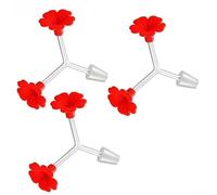 Hosrivae 3-Pack Red Double-Head Hummingbird Feeder Tubes with Leak-Resistant Glass Ports & Rubber Stoppers for DIY Garden Floral Bird Feeders - Compatible