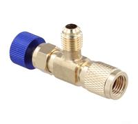 Hosrivae 4PCS Car Air Conditioning Adapter with Manual Anti-Freeze Safety Valve for R410A and R22 Systems, 1/4 Inch Brass Coupling Hose Connector