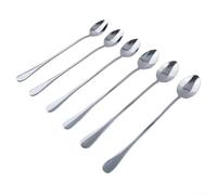 Hosrivae 6-piece Stainless Steel Multi-use Spoon Set for Ice Tea Coffee Cereal Soup Desserts - 19. Centimeters Modern Oriental-style Flatware Dishwasher Secure Silver Finish