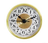 Hosrivae 70mm Quartz Clock Insert Movement with Arabic Numerals on White Face, Gold Trim, DIY Replacement for Wall or Mantel Clocks, Requires 1 AAA Battery