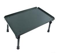 Hosrivae Aluminum Alloy Carp Fishing Bivvy Table with Adjustable Folding Legs, Non-Slip Feet & Lightweight Green ABS Frame - 47.5 x 31 x (22.5-32.5) cm(ARMY GREEN S#)