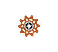 Hosrivae Aluminum Alloy Derailleur Pulley Wheel for & Road Bikes - 10T or 12T For CNC Machined Guide Wheel with Smooth Bearings, Positive/Negative T(10T-ORANGE)