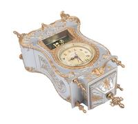 Hosrivae Antique Table Clock Having Silent Sweep Second Movement - European Style Decorative Clock for Living Room Bedroom Study Abs Construction 28.5 X 17.3 X 9.6 Cm White/red