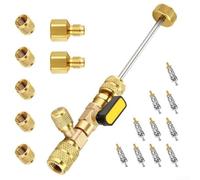 Hosrivae Brass Conditioning Valve Core Removal Tool R22/R134a/R410A/R32 AC Systems - Dual-Sized (1/4 & 5/16) with External Bypass Port, Non-Slip Knobs, Yellow
