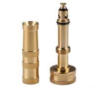 Hosrivae Brass Garden Hose Nozzle with Adjustable Spray, 4-Pattern Water Flow Control for Lawn Garden Pipe, Leak-Resistant O-Ring Seal, Fits Standard Hoses