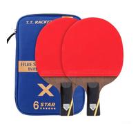 Hosrivae Carbon Fiber Table Tennis Paddles for Ping Pong - 6-Star Training Rackets Set of 2, Lightweight (400g/pair), Long & Short Handle Options, Incl(SHORT PAIR)