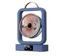 Hosrivae Digital Display Timed USB-C Cooling Fan, Foldable Fan Blue Quiet Dual Installation Design Recharge Compact Fan For Household Office Travel Daily Personal Heat Relief(Blue)
