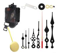 Hosrivae DIY Pendulum Clock Movement Kit with 23mm Shaft, Quartz Mechanism Replacement Set Includes Golden Pendulum and Hands Wall Clock Repair or Custom Craft Projects(A)