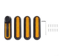 Hosrivae Electric Scooter Side Wheel Cover with Reflective Strip - ABS Hub Shell for Xiaomi, 1S, Pro & Pro2 - 4-Piece Set, Red/Yellow, 9.8 x 2.8 x 2 cm(YELLOW)