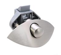 Hosrivae Half Moon Handle Cabinet Lock for RV Caravan Drawer Cupboard, Zinc Alloy Push Latch Knob with Button Closure, 15-18mm Door Thickness, Silver(GRAY)