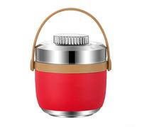 Hosrivae Insulated Stainless Steel Lunch Box, Large Capacity 2-Layer Leak-Proof Food Container For Hot Or Cold Meals, Perfect For Picnics, Work, School And Outdoor(Red-)