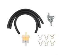 Hosrivae Lawn Mower Fuel Line Kit with Tap 5-6mm, 3 6mm, 3 Hoses 17cm Black, 6 Clamps Garden Yard Outdoor Equipment Repair