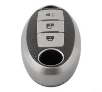 Hosrivae Leather Car Key for Nissan Qashqai J11/J10, for Leaf, Micra, Versa & T32 -, Embossed Buttons, Anti-Fingerprint, Full (1 Pack)(Style 2 Silver)