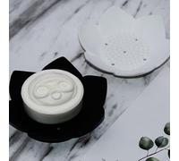 Hosrivae Lotus Shape Silicone Soap Dish with Non-Slip Base and Efficient Draining Bathroom Shower Travel, Portable Compact Soap Tray Holder, 2 Pack(black)