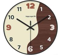 Hosrivae Modern Wall Clock With Silent Operation Round Face And Plastic Frame For Living Room Study Placement(A)