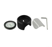 Hosrivae Motorcycle Handlebar Clock with Fluorescent Dial for 22mm 7/8" and 25.4mm 1" Handlebars, Aluminum Alloy Waterproof Bike Watch - Black(Silver black panel)